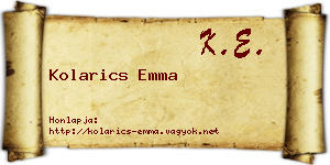 Kolarics Emma névjegykártya